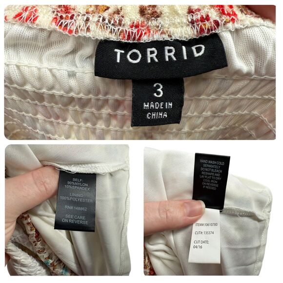 Torrid Lace Dress 3X 22 24 White Floral Overlay Sweetheart Neck Lined Ditsy EUC - Picture 16 of 16